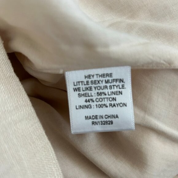 REVOLVE LPA Peasant Style Puffy Sleeve Ecru Cotton Linen Dress US S - Picture 10 of 10